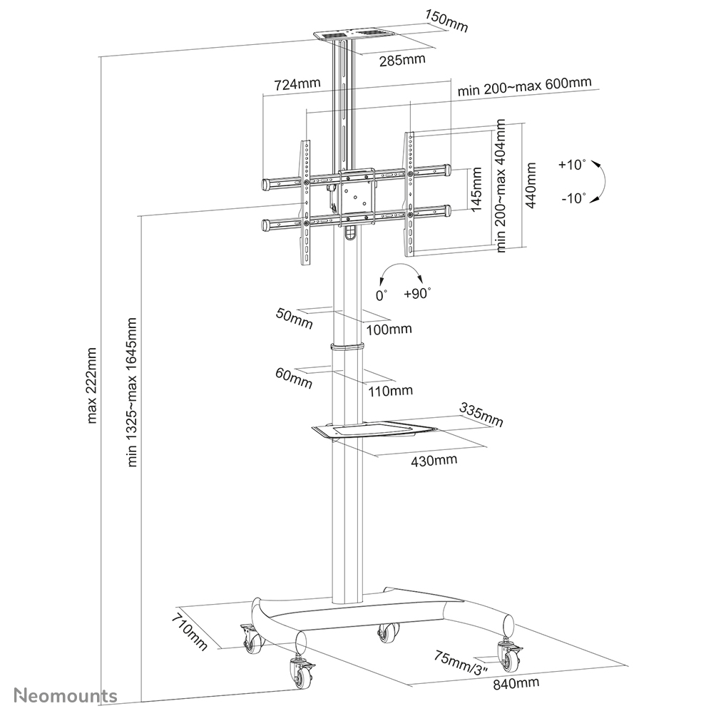 Neomounts PLASMA-M1900E Chariot pour écran 37-70" - rotatif